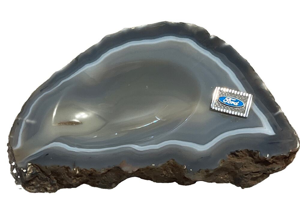 Vintage Carved Agate Ashtray Ford Emblem